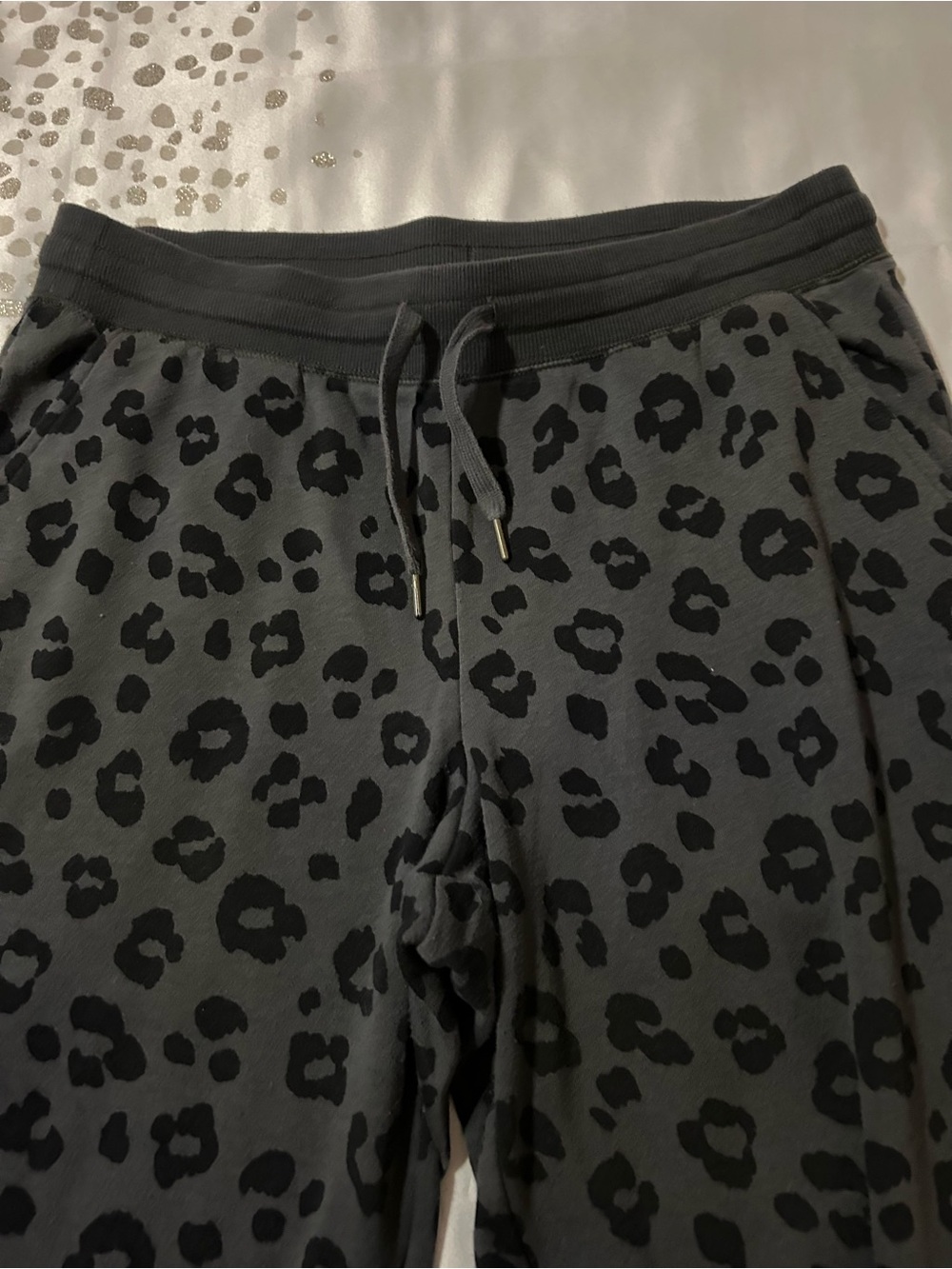 Gray Leopard Print Jogger Pants